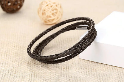 BAMOER 6 Color Wholesale Long Chain Adjustable Magnet Buckle Unisex PU leather Bracelets for Women and Men Fashion Jewelry