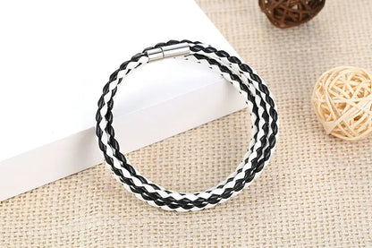 BAMOER 6 Color Wholesale Long Chain Adjustable Magnet Buckle Unisex PU leather Bracelets for Women and Men Fashion Jewelry