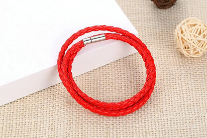 BAMOER 6 Color Wholesale Long Chain Adjustable Magnet Buckle Unisex PU leather Bracelets for Women and Men Fashion Jewelry