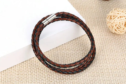 BAMOER 6 Color Wholesale Long Chain Adjustable Magnet Buckle Unisex PU leather Bracelets for Women and Men Fashion Jewelry