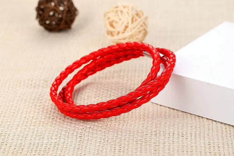 BAMOER 6 Color Wholesale Long Chain Adjustable Magnet Buckle Unisex PU leather Bracelets for Women and Men Fashion Jewelry