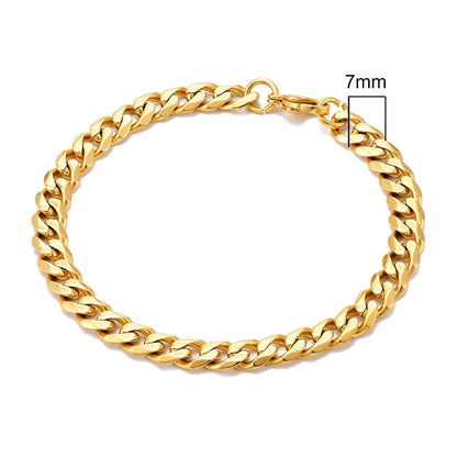 MKENDN 3-11mm Locomotive Men Punk Rock Stainless Steel Curb Cuban Link Chain Silver Color Bracelet For Women Biker Jewelry