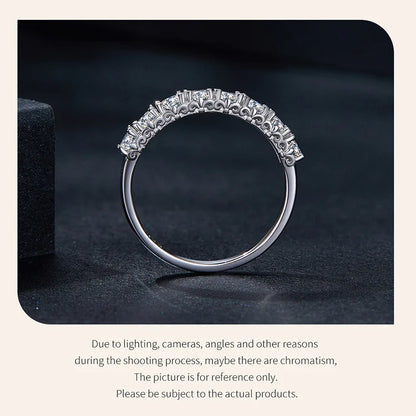 BAMOER 0.8CT D Color VVS1 EX Round Moissanite Ring 925 Sterling Silver Eternity Ring Women Engagement Wedding Luxury Band