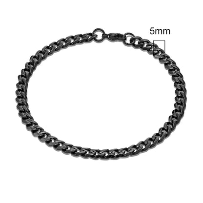 MKENDN 3-11mm Locomotive Men Punk Rock Stainless Steel Curb Cuban Link Chain Silver Color Bracelet For Women Biker Jewelry