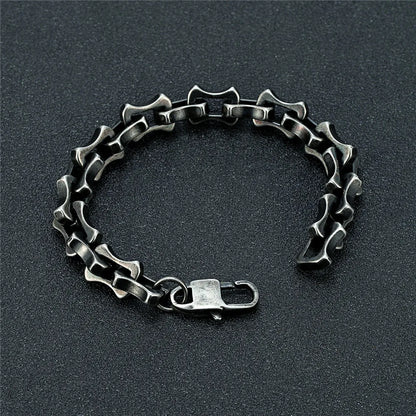 MKENDN  Locomotive Vintage Oxidized Black Keel Chain Link Men Bracelet Punk Stainless Steel Motorcycle Bracelets Male Jewelry