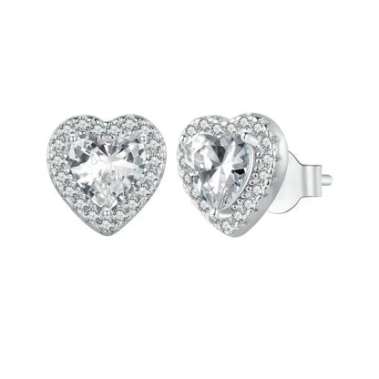 BAMOER Platinum Plated Halo CZ Stud Earrings 925 Sterling Silver Hypoallergenic Classic Elegant Earrings Fashion Jewellry BSE893