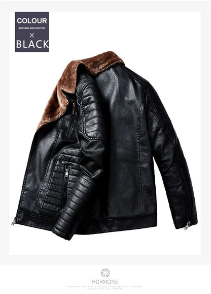 Fashionable warm winter leather jacket for men