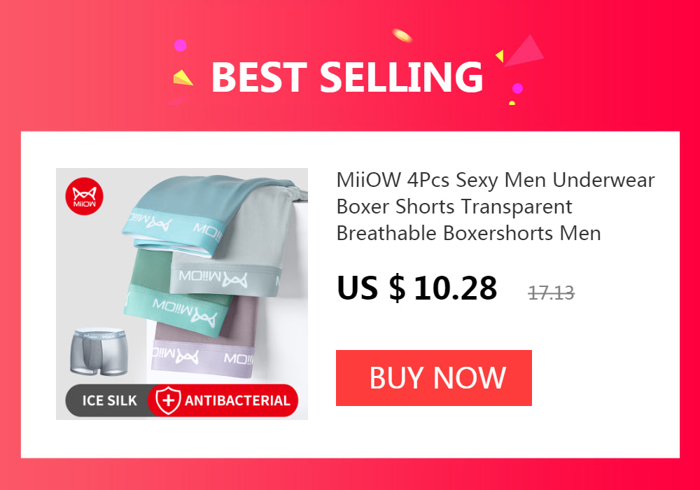 MiiOW 3Pcs Pure Cotton Men Underwear Boxer Shorts Underpants Male Panties Gift For Men Boxershorts Antibacterial Pouch L-5XL