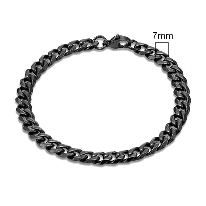 MKENDN 3-11mm Locomotive Men Punk Rock Stainless Steel Curb Cuban Link Chain Silver Color Bracelet For Women Biker Jewelry