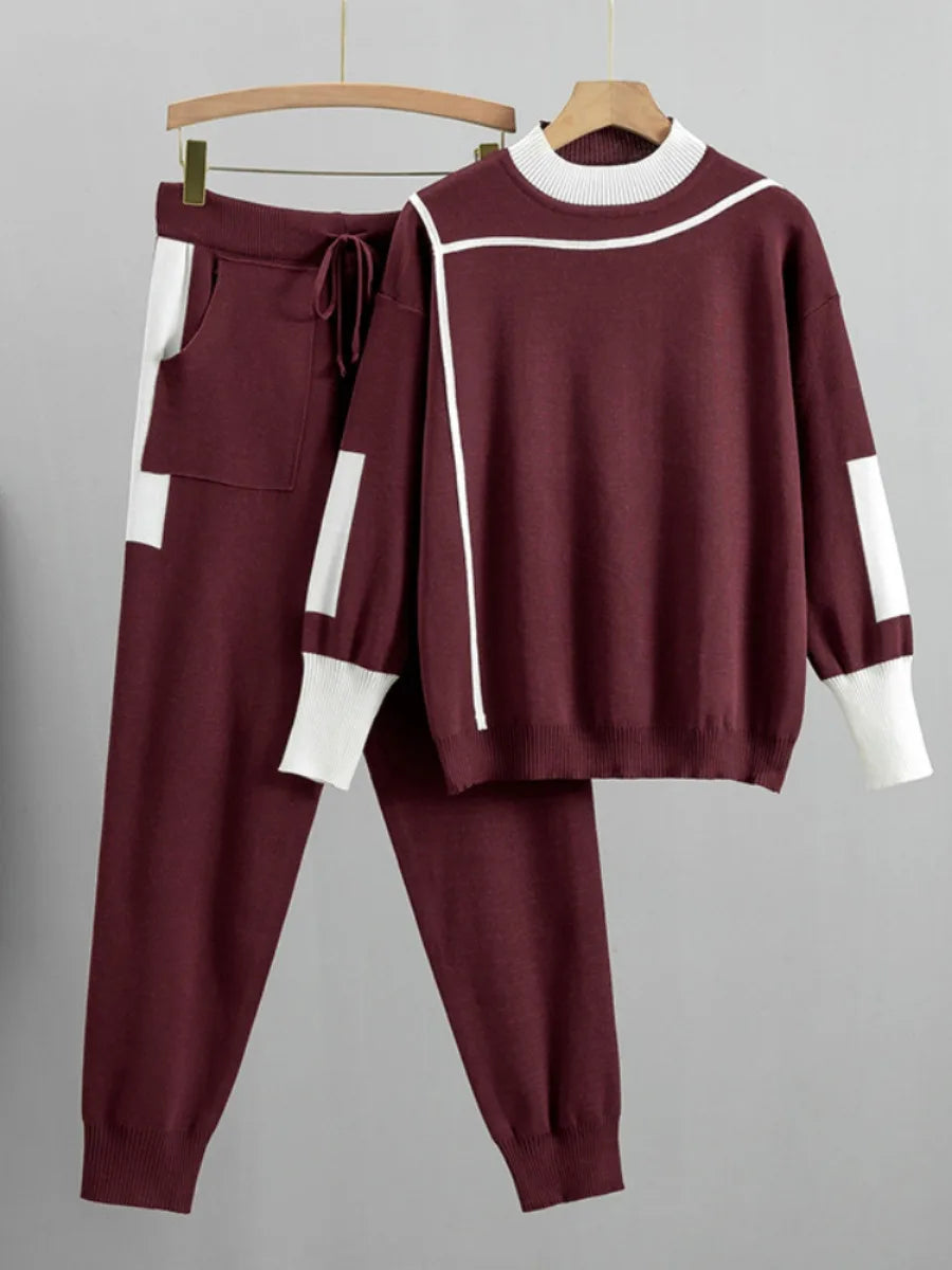 2 Piece Set Casual Thickened Wool Sweater + Warm Sweatpants