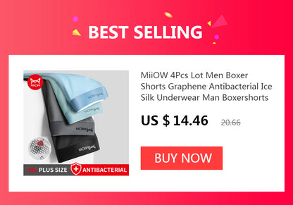 MiiOW 3Pcs Pure Cotton Men Underwear Boxer Shorts Underpants Male Panties Gift For Men Boxershorts Antibacterial Pouch L-5XL