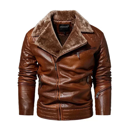 Fashionable warm winter leather jacket for men