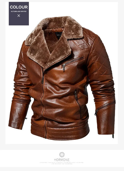 Fashionable warm winter leather jacket for men