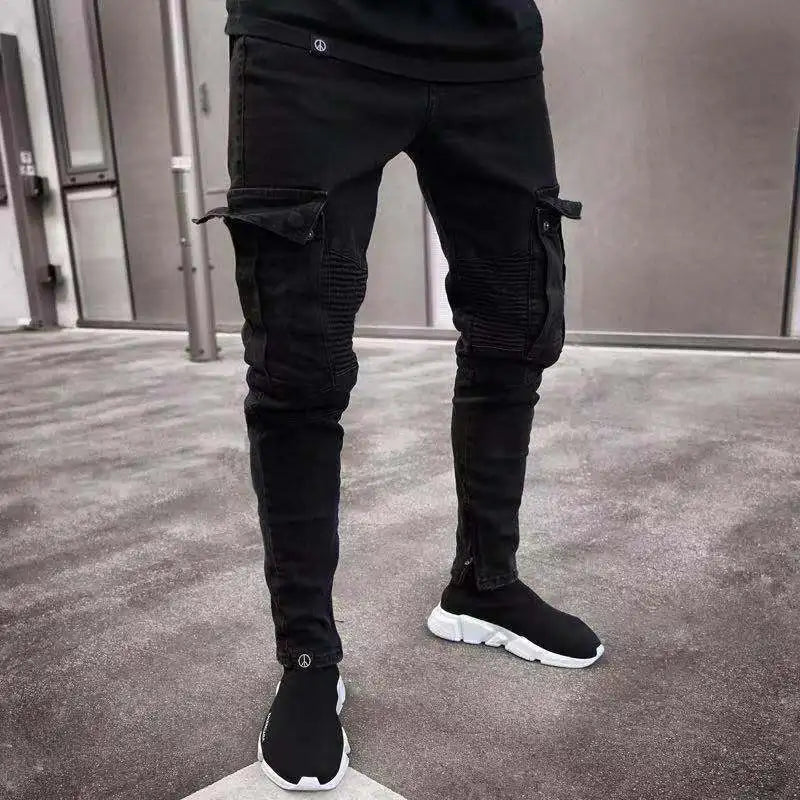 Fashion Jeans Men´s Branded Men's Clothes Clothes Skinny Slim Jean Black Pencil Pants Man Streetwear Fit Cargo Jeans for Men