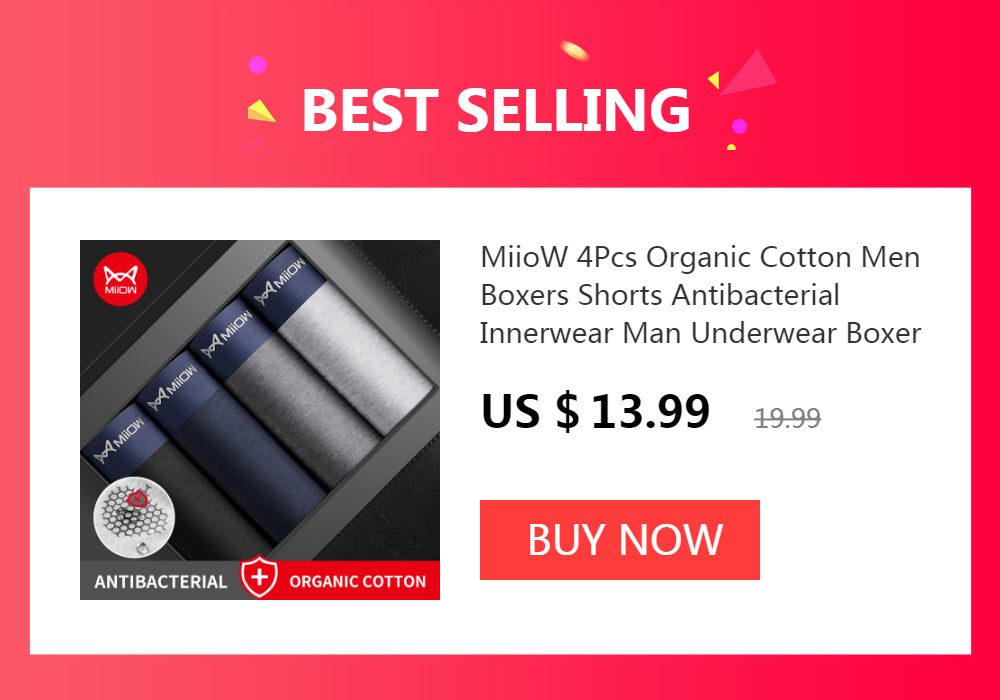 MiiOW 3Pcs Pure Cotton Men Underwear Boxer Shorts Underpants Male Panties Gift For Men Boxershorts Antibacterial Pouch L-5XL