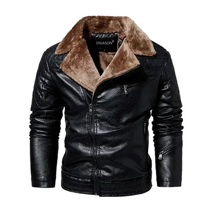 Fashionable warm winter leather jacket for men