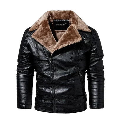 Fashionable warm winter leather jacket for men