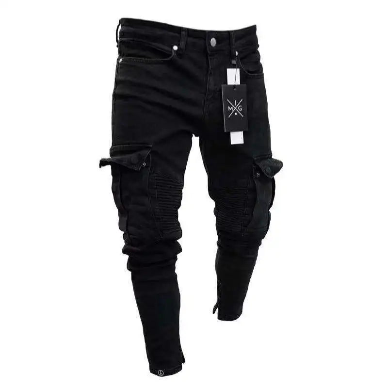 Fashion Jeans Men´s Branded Men's Clothes Clothes Skinny Slim Jean Black Pencil Pants Man Streetwear Fit Cargo Jeans for Men