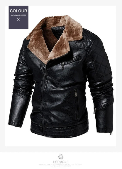 Fashionable warm winter leather jacket for men