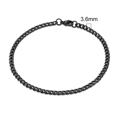 MKENDN 3-11mm Locomotive Men Punk Rock Stainless Steel Curb Cuban Link Chain Silver Color Bracelet For Women Biker Jewelry