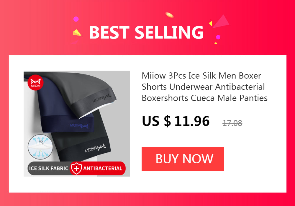 MiiOW 3Pcs Pure Cotton Men Underwear Boxer Shorts Underpants Male Panties Gift For Men Boxershorts Antibacterial Pouch L-5XL