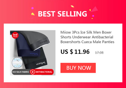 MiiOW 3Pcs Pure Cotton Men Underwear Boxer Shorts Underpants Male Panties Gift For Men Boxershorts Antibacterial Pouch L-5XL