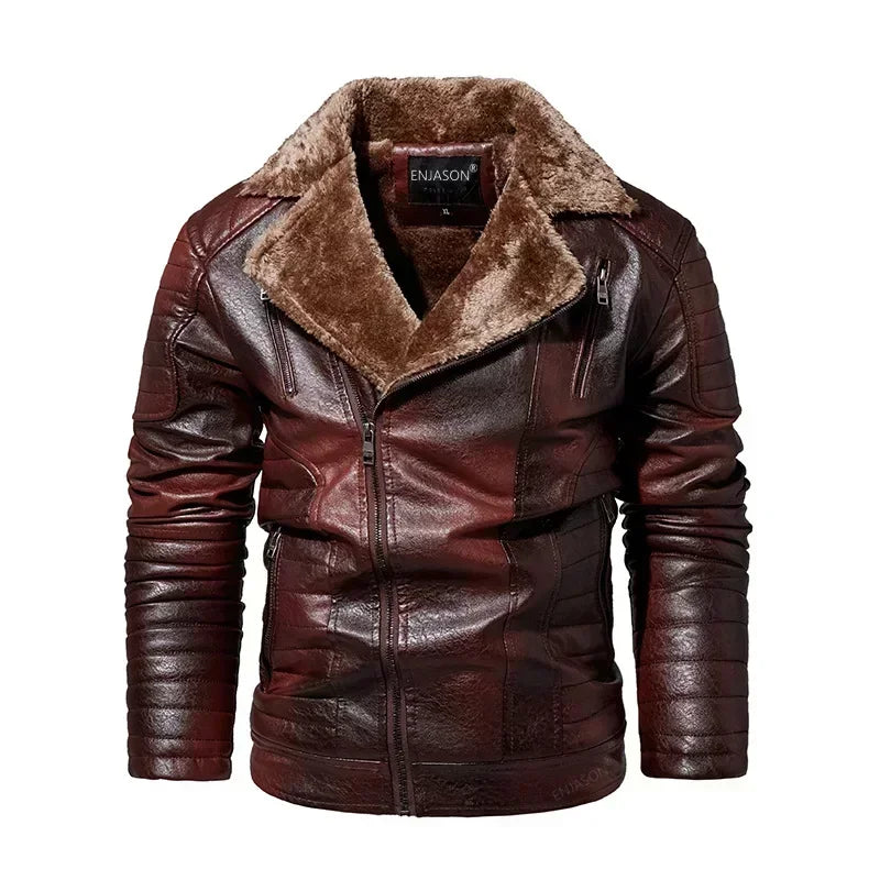 Fashionable warm winter leather jacket for men