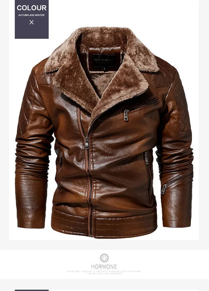 Fashionable warm winter leather jacket for men