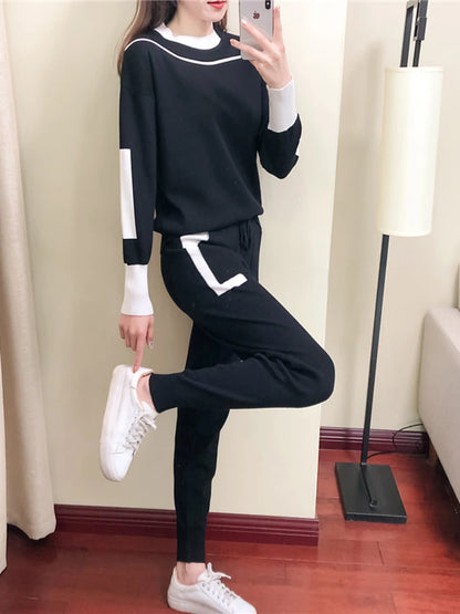 2 Piece Set Casual Thickened Wool Sweater + Warm Sweatpants