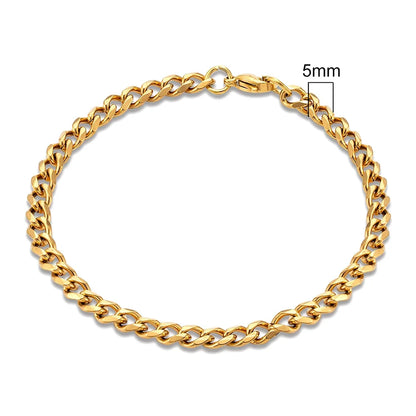 MKENDN 3-11mm Locomotive Men Punk Rock Stainless Steel Curb Cuban Link Chain Silver Color Bracelet For Women Biker Jewelry