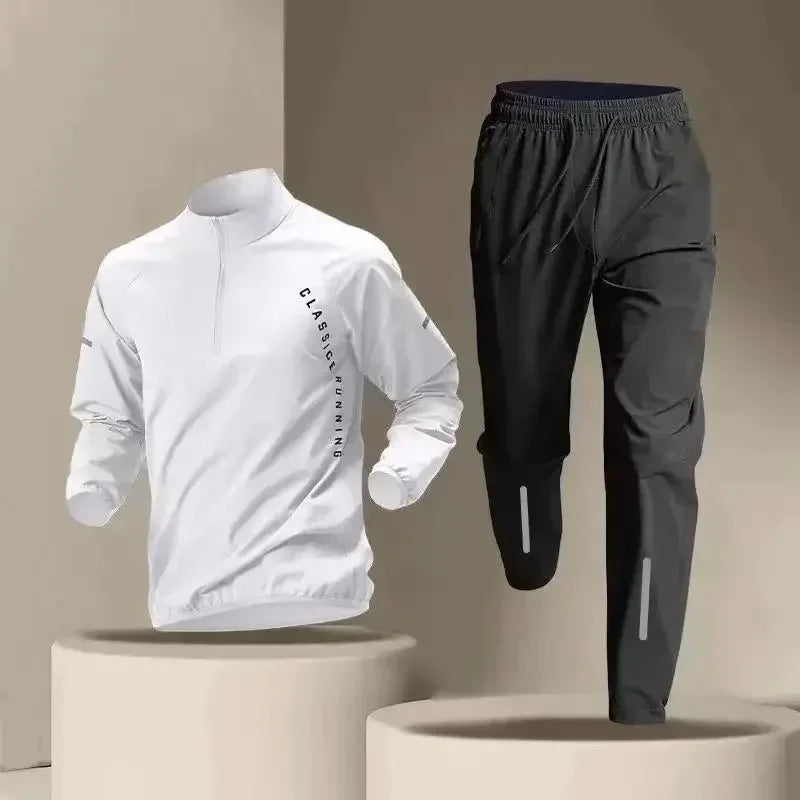 2024 Korean Fashion Quick Dry Jacket Suit Two-piece Outdoor Running Sets Sports Pants Clothes JOGGERS Reflective Sportswear