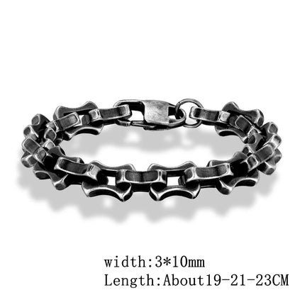 MKENDN  Locomotive Vintage Oxidized Black Keel Chain Link Men Bracelet Punk Stainless Steel Motorcycle Bracelets Male Jewelry