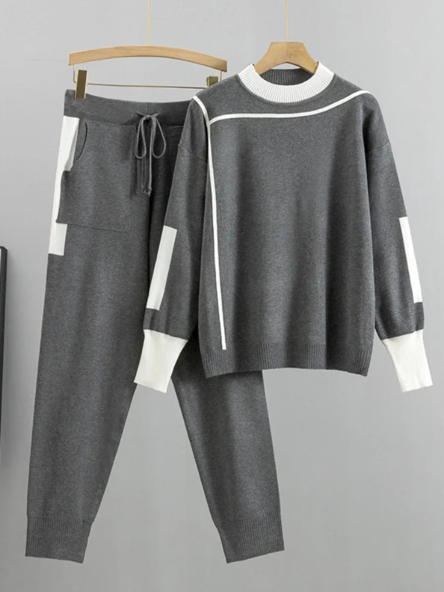 2 Piece Set Casual Thickened Wool Sweater + Warm Sweatpants