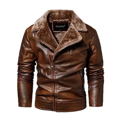 Fashionable warm winter leather jacket for men