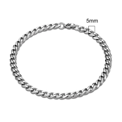 MKENDN 3-11mm Locomotive Men Punk Rock Stainless Steel Curb Cuban Link Chain Silver Color Bracelet For Women Biker Jewelry