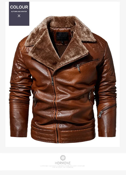 Fashionable warm winter leather jacket for men