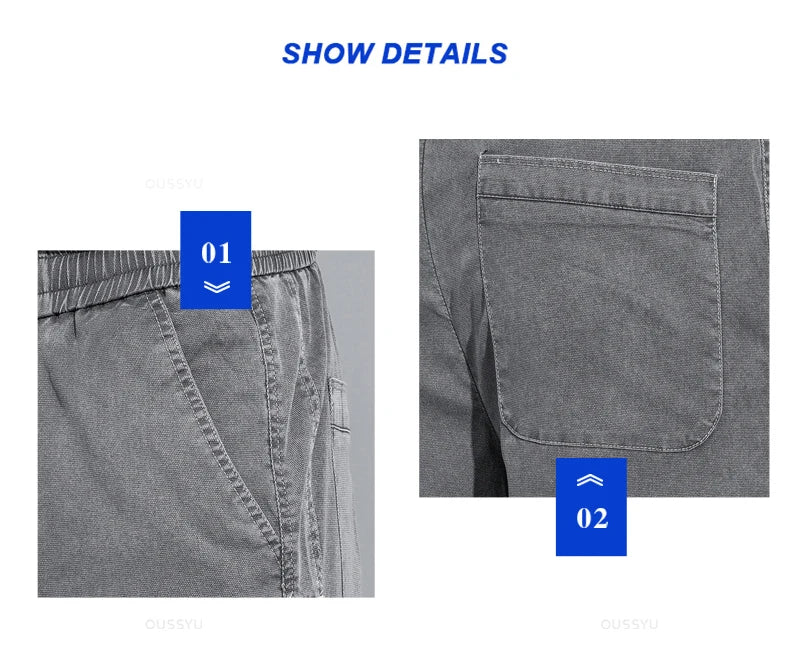 Summer Soft Lyocell Fabric Men's Jeans Thin Loose Straight Pants Drawstring Elastic Waist Korea Casual Trousers Plus Size M-5XL