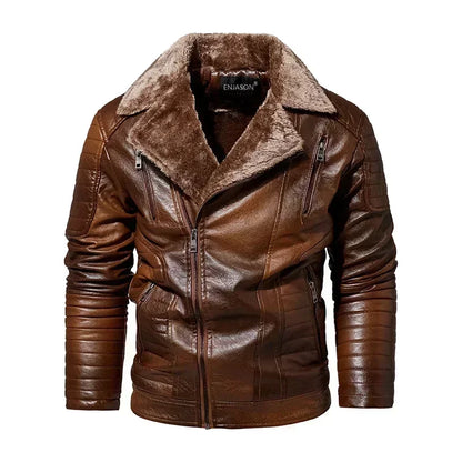 Fashionable warm winter leather jacket for men